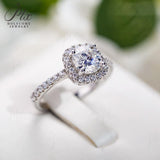 Square Shape with Round Cut Moissanite Halo Half-Eternity Ring Women Only Gifts For Festivals And Anniversaries