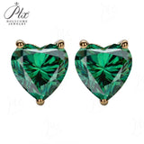 Heart Shaped Stud Earrings Lab Grown Gemstones Ruby Sapphire Emerald S925 Sterling Silver GRA Certificate Charms Birthday Gift