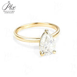 Moissanite Ring with 2CT D Color VVS1 Pear Moissanite S925 10k 14k 18k Plated White Yellow Rose Gold Daily Charm Party Jewely
