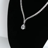 Elegant 925 Sterling Silver Crystal Necklace with Pear/Emerald/Round/Radiant Pendant Luxury Sparkling Jewelry for Weddings Parties and Special Events