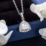 Trillion Cut 1/2CT 925 Sterling Silver Halo Moissanite Pendant Necklace Women Only Gifts For Festivals And Anniversaries