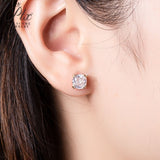 Classic Double Four Prong Round Moissanite Stud Earrings Women Only Gifts For Festivals And Anniversaries