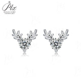 Elk Deer Shape 925 Sterling Silver 0.6CT Round  Moissanite Stud Earrings
