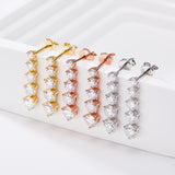 Moissanite Earrings Tassel Pendant Ear Stud Piercing  Ten Stones Round Shape 925 Sterling Silver Top Quality Wedding Jewelry