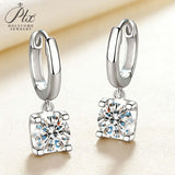 Hoop Bullhead Moissanite Earrings with 1-2CT D Color Round Moissanite S925 Silver Plated for Fishion Party Gift Hypoallergenic
