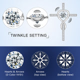 Moissanite Necklace 1CT 6.5mm Heart-Cross Pendant 925 Sterling Silver Women Wedding/Anniversary Special Gift Fine Jewelry Charms