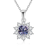 Moissanite Necklace Sunflower Pendant Multicolor Round Cut 1ct Women Wedding Party Engagement Special Gifts Charms Fine Jewelry