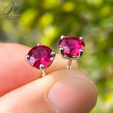 S925 Silver Lab Ruby Emerald Screw Earring 5.0mm Lab-Grown Gemstone Round Stone Fine Jewelry Gift Jewelry For Women Ear Jewel