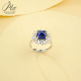 Finger Ring with 4CT Sugar Tower Lab Grown Sapphire Padparadscha 925 Silver for Women Man Engagement Banquet Accasion Christmas