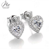 Heart Cut Moissanite Halo Stud Earrings Women Only Gifts For Festivals And Anniversaries