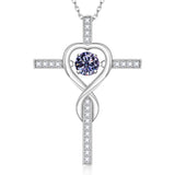 Moissanite Necklace 1CT 6.5mm Heart-Cross Pendant 925 Sterling Silver Women Wedding/Anniversary Special Gift Fine Jewelry Charms