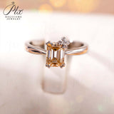 Flower Emerald Cut Moissanite Solitaire Ring Women Only Gifts For Festivals And Anniversaries