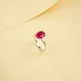 Egg-shaped Ring with Lab Grown Ruby Sapphire Zambian Padparadscha 925 Silver Circle for Engagement Christmas Party Fine Jewely