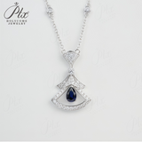 Lab-Grown Ruby and Sapphire Necklace with Pear-Cut 925 Sterling Silver Vibrant Pendants Stackable Exquisite Jewelry for Women