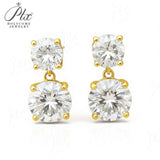Earrings with 5.6/10CT D Color Round Moissanite 925 Silver Plated White Yellow Gold Ear Stud for Women Fashion Daily Jewely Gift