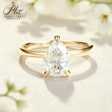 Moissanite Ring with 2CT D Color VVS1 Pear Moissanite S925 10k 14k 18k Plated White Yellow Rose Gold Daily Charm Party Jewely