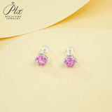Round Colored Gemstones Earrings with Ruby Sapphire Colombia Padparadscha Paraiba S925 Four-claw Six-claw Design Fishion Gift