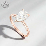 Moissanite Ring with 2CT D Color VVS1 Pear Moissanite S925 10k 14k 18k Plated White Yellow Rose Gold Daily Charm Party Jewely