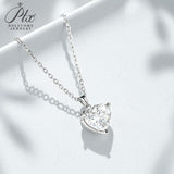 Love Heart Necklace with1/2/3CT D Color Moissanite S925 Plated White Yellow Rose Gold Chain for Woman Engagement Chrisrmas Charm