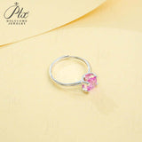 Gemstones Ring Round Shape Lab Grown Sapphire Padparadscha 925 Silver Proposal Wedding Band Hypoallergenic Anniversary Gift