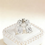 Moissanite Round Cut+Emerald Cut D White Earrings White Gold Yellow Gold Designer Studs Fine Jewelry Anniversary Wedding Gift