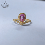 Crown Ring 5X8mm Pear Lab Grown Ruby Sapphire Zambian Padparadscha 925 Silver Ring for Women Man Engagement Christmas Party Gift