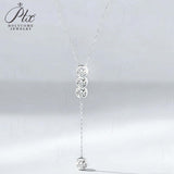 Classic Bubble Necklace D Color Round Moissanite Diamond S925 Silver Plated Dainty Chain for Enegament Party Daily Perfect Gift