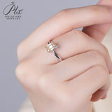 Flower Emerald Cut Moissanite Solitaire Ring Women Only Gifts For Festivals And Anniversaries