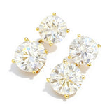 Earrings with 5.6/10CT D Color Round Moissanite 925 Silver Plated White Yellow Gold Ear Stud for Women Fashion Daily Jewely Gift