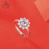 【 Daisy 】Sunflower Round Cut 1CT Moissanite Adjustable Ring Women Only Gifts For Festivals And Anniversaries