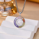 Zircon 925 Sterling Silver Rainbow Coloured Alphabet Necklace Commuting Daily Wear