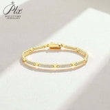 1mm Double-Row Round D-Color Moissanite Tennis Bracelet S925 Silver Plated With Yellow Gold First Choice For Gifting