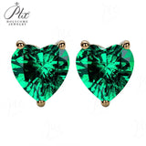 Heart Shaped Stud Earrings Lab Grown Gemstones Ruby Sapphire Emerald S925 Sterling Silver GRA Certificate Charms Birthday Gift