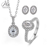 Oval Cut Halo Moissanite Jewelry Set Women Only Gifts For Festivals And Anniversaries