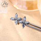 925 Sterling Silver with Hearts and Arrows Cut D Color VVS1  Moissanite Marquise Earrings  GRA Certificate Daily Wear