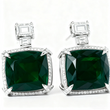 Lab-Grown Gemstone Earrings with D Color Moissanite 925 Silver Chubby Rectangular Anniversary Gift Hypoallergenic