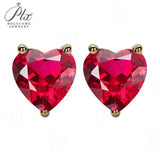 Heart Shaped Stud Earrings Lab Grown Gemstones Ruby Sapphire Emerald S925 Sterling Silver GRA Certificate Charms Birthday Gift