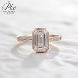 Diamond Ring Customize 2ct Emerald Cut 10K 14K 18K 925 Silver Proposal Band jewelry for Woman Hypoallergenic Birthday Gift