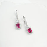 Emerald Cut 2.7-4CT Custom Earrings for Women Lab Grown Gemstones Ruby/Sapphire/Padparadscha Hypoallergenic Christmas Gift