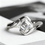 Asscher Cut Moissanite Ring 1-3ct White Gold Yellow Gold Art Deco Style Engagement Ring Wedding Gift for Women