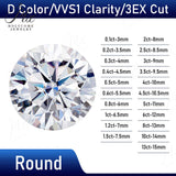 0.1ct-13ct Moissanite Stone Round Shape D Color 8Hearts&8Arrows Cut VVS1 Clarity DIY Jewelry Main Materials with GRA Certificate