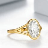 Oval Ring with 2.5CT D Color Moissanite Diamond 10k 14k Gold Plated 925 Silver for Women Man Engagement Wedding Party Jewely