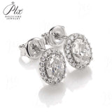 Oval Cut Moissanite Halo Stud Earrings Women Only Gifts For Festivals And Anniversaries