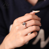 Engagement Ring Salt and Pepper Moissanite Diamond Pear Cut 925 Sterling Silver Plated with 18k Gold Wedding Jewelry Vintage