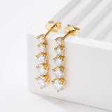 Moissanite Earrings Tassel Pendant Ear Stud Piercing  Ten Stones Round Shape 925 Sterling Silver Top Quality Wedding Jewelry