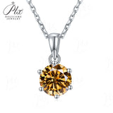 Moissanite Pendant Classical 6 Prongs 12 Color 925 Sterling Sliver Fine Jewelry Necklace Lady Birth Stones Wedding Gift Jewel