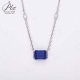 6×8mm Lab Grown Gemstone Emerald Cut Necklace D Color Ruby Sapphire Emerald VVS1 Clarity Banquet Anniversary