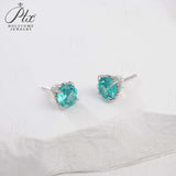 Round Colored Gemstones Earrings with Ruby Sapphire Colombia Padparadscha Paraiba S925 Four-claw Six-claw Design Fishion Gift