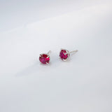 Round Colored Gemstones Earrings with Ruby Sapphire Colombia Padparadscha Paraiba S925 Four-claw Six-claw Design Fishion Gift