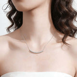 Bar Necklace 0.9CT Round D Color/Black/Champagne/Vivid Blue Moissanite S925 Plated Chain for Anniversary Chrisrmas Gift Daily